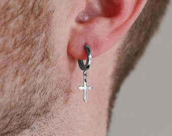 Men's Earring - Retro Cross Earring - Stainless Steel Earrings for Men - Modern Out