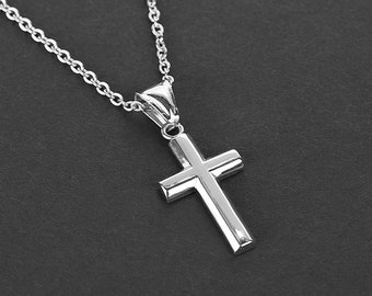 Bold Silver Cross Necklace - Men's Necklace - Cross Necklace - Pendant Necklace - Masculine Necklace - Waterproof Necklace by Modern Out