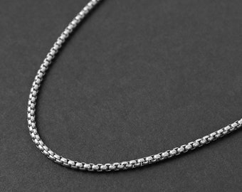 Men's Necklace - Matte Silver Box Chain Necklace - Masculine Chain - Stainless Steel Chain - Waterproof Jewelry - Necklace by Modern Out