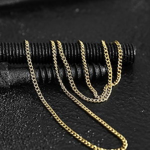 Curb Chain Necklace - 3mm Chain - Men&#39;s Necklace - Waterproof Chain - Stainless Steel Chain - Necklace by Modern Out