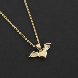 Gold Flying Heart Necklace - Men's Necklace - CLEARANCE FINAL SALE