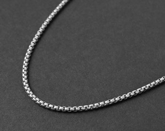 Men's Chain - Matte Silver Box Chain Necklace - Men's Necklace - Stainless Steel Chain - Waterproof Jewelry - Necklace by Modern Out