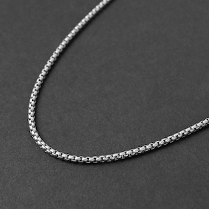 Męski łańcuszek - matowy srebrny naszyjnik typu box chain - męski naszyjnik - łańcuszek ze stali nierdzewnej - wodoodporna biżuteria - naszyjnik Modern Out