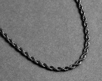 Men's Black Chain Necklace - Black Rope Chain 4mm - Thick Chain Necklace - Stainless Steel Chain - Black Jewelry - Necklace by Modern Out