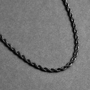 Men's Black Chain Necklace - Black Rope Chain 4mm - Thick Chain Necklace - Stainless Steel Chain - Black Jewelry - Necklace by Modern Out
