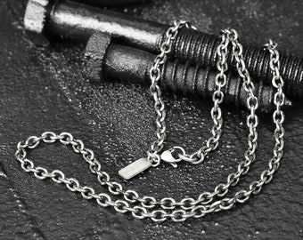 Men's Necklace - Antique Silver Modern Steel Cable Necklace - 4.5mm Chain - Simple Chain Necklace - Stainless Steel Chain by Modern Out