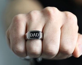 Dad Ring - Men's Ring - Men's Silver Band - Stainless Steel Ring - Men's Jewelry - Rings for Men by Modern Out