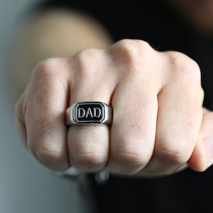 Dad Ring - Men&#39;s Ring - Men&#39;s Silver Band - Stainless Steel Ring - Men&#39;s Jewelry - Rings for Men by Modern Out