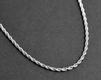 Men's Rope Chain Necklace - Silver Rope Chain 3mm - Thick Chain Necklace - Stainless Steel Chain - Necklace by Modern Out