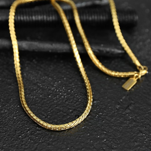 Men's Chain Necklace - Foxtail Chain 4mm - Gold Chain Necklace - Thick Chain - Stainless Steel Chain - Necklace by Modern Out