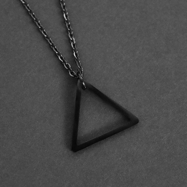 Black Triangle Necklace - Mens Necklace - Geometric Necklace - Steel Triangle Necklace - Gift's for Him - Necklace for Men by Modern Out