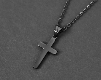 Men's Black Cross Necklace - Modern Cross Necklace - Black Steel Necklace - Pendant Necklace - Waterproof Necklace by Modern Out