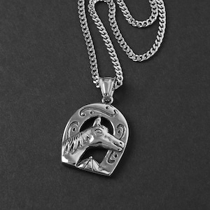 Lucky Stallion Amulet Necklace - Men&#39;s Necklace - Stainless Steel Necklace - Necklace for Men - Waterproof Necklace by Modern Out