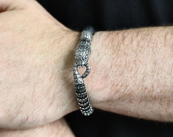 Serpent Bracelet 10MM - Men's Bracelet - Men's Chain Bracelet - Men's Stainless Jewelry - Silver Bracelet by Modern Out