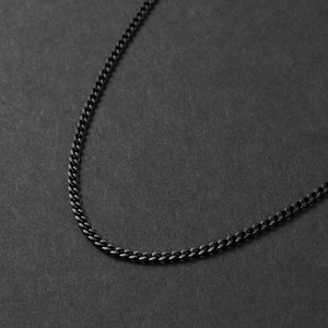 Mens Black Cuban Chain Necklace Stainless Steel Chain Waterproof Jewelry Necklace by Modern Out image 1