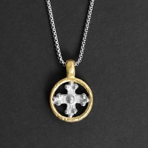 Greek Cross Necklace - Men&#39;s Necklace - Symbolic Jewelry - Pendant Necklace - Masculine Necklace - Silver Jewelry by Modern Out