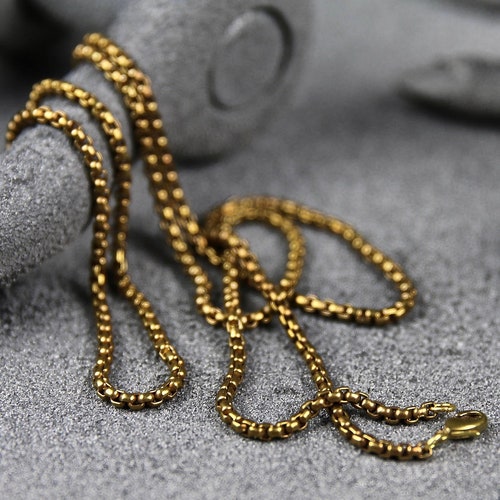 Brass Box Chain Necklace No Pendant 