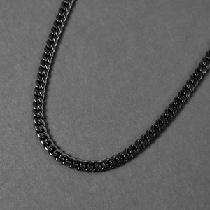 Men's Chain Necklace - Black Cuban Chain 6mm - Silver Chain Necklace - Thick Chain - Steel Chain - Waterproof Necklace by Modern Out