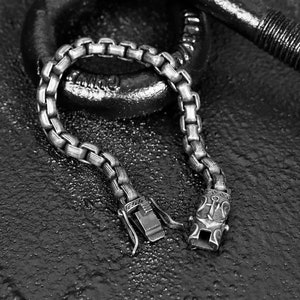 Anchor Box Chain Bracelet - Antique Silver 8mm - Men's Bracelet - Stainless Steel Bracelet - Men's Jewelry - Bracelet by Modern Out
