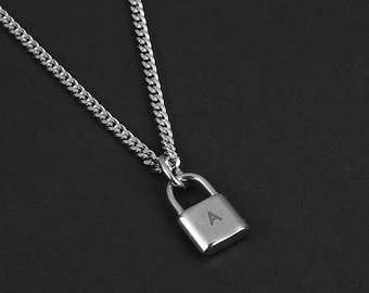 Collana con lucchetto personalizzato minimale da uomo - Locked In - Gioielli in acciaio inossidabile impermeabile di Modern Out
