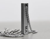 Bar Necklace - Men 39 s Necklace - Customized Bar Pendant - Names and Initials - Men 39 s Jewelry - Personalized Unisex Necklace by Modern Out