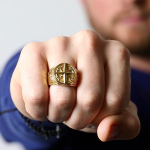 Compass Ring in Gold - Men's Ring - CLEARANCE FINAL SALE
