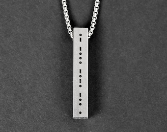 Morse Code Bar Necklace - Bar Pendant - Men's Necklace - Unisex Jewelry - Personalized Necklace by Modern Out