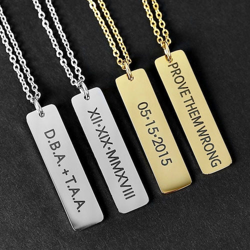 Stainless Steel Silver Gold Black Rose Gold Color Baby Name Rayya Engraved Personalized Gifts For Son Daughter Boyfriend Girlfriend Initial Customizable Pendant Necklace Dog Tags 24 Ball Chain Stainless Steel Silver Gold Black Rose Gold Color Baby Name Rayya Engraved Personalized Gifts For Son Daughter Boyfriend Girlfriend Initial Customizable Pendant Necklace Dog Tags 24 Ball Chain