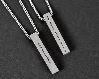 Edelstahl Morse Code Bar Halskette - Herren Halskette - Geheime Nachricht Halskette - Unisex Schmuck - Personalisierte Halskette von Modern Out