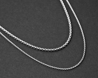 Men's Necklace - Double Layered Box Chain Necklace - 3mm x 2mm - Masculine Chain - Stainless Steel Chain - Waterproof Jewelry by Modern Out