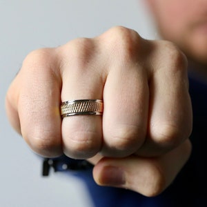 Deco Two Toned Ring - Men&#39;s Ring - Men&#39;s Band - Gold and Silver Ring - Stainless Steel Ring - Men&#39;s Jewelry - Rings for Men by Modern Out