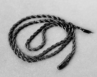 Men's Chain Necklace - Black Rope Chain 4mm - Shiny Black Chain Necklace - Thick Chain - Stainless Steel Chain - Necklace by Modern Out