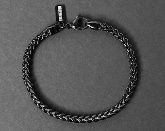 Black Franco Chain Bracelet - Men&#39;s Bracelet - 5mm Stainless Steel Bracelet - Men&#39;s Waterproof Bracelet - Men&#39;s Chain Bracelet by Modern Out