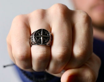 Compass Ring in Silver - Men's Ring - CLEARANCE FINAL SALE