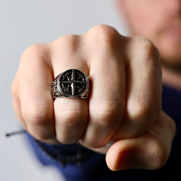 Compass Ring in Silver - Men's Ring - CLEARANCE FINAL SALE