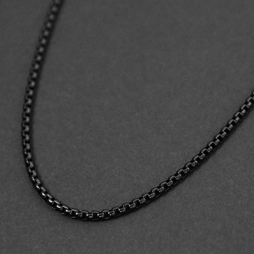 Men's Black Chain Necklace Thick Box Chain Necklace Etsy