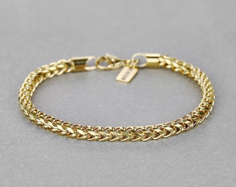 Gold Franco Chain 5mm Bracelet - Men&#39;s Bracelet - Stainless Steel Bracelet - Men&#39;s Chain Bracelet - Men&#39;s Jewelry - Bracelet by Modern Out