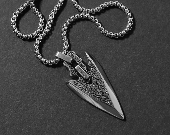 Men's Necklace Rugged Arrowhead Necklace Stainless Etsy