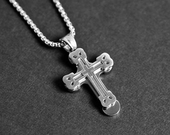Stacked Cross Necklace - Men's Necklace - CLEARANCE