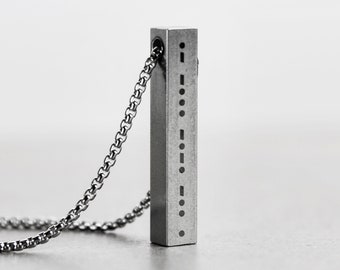 Morse Code Bar Necklace - Secret Message Necklace - Men&#39;s Necklace - Unisex Jewelry - Personalized Necklace by Modern Out