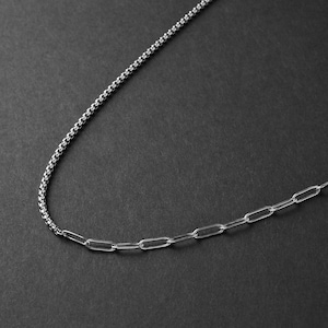 Men&#39;s Chain Necklace - Clip Box Hybrid Chain 4mm - Silver Chain Necklace - Stainless Steel Chain - Waterproof Necklace by Modern Out