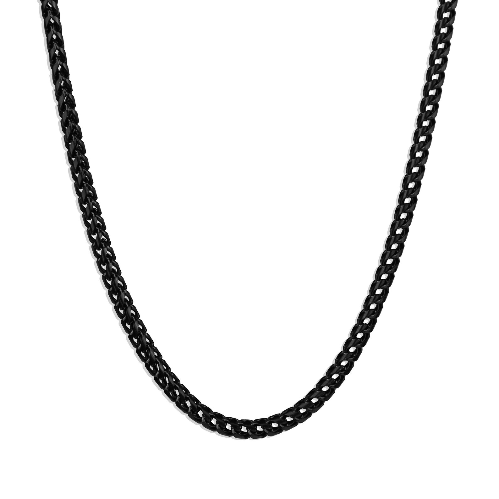 Men's Black Chain Necklace Franco Chain 3.5mm Black Etsy