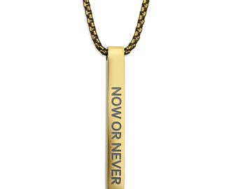 Gold Bar Necklace Men's Necklace 5mm 