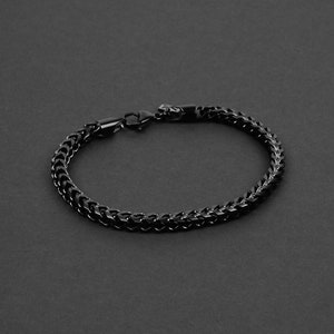 Classic Black Franco Chain Bracelet Men's Bracelet 5mm Stainless Steel Bracelet Waterproof Bracelet Chain Bracelet by Modern Out image 2