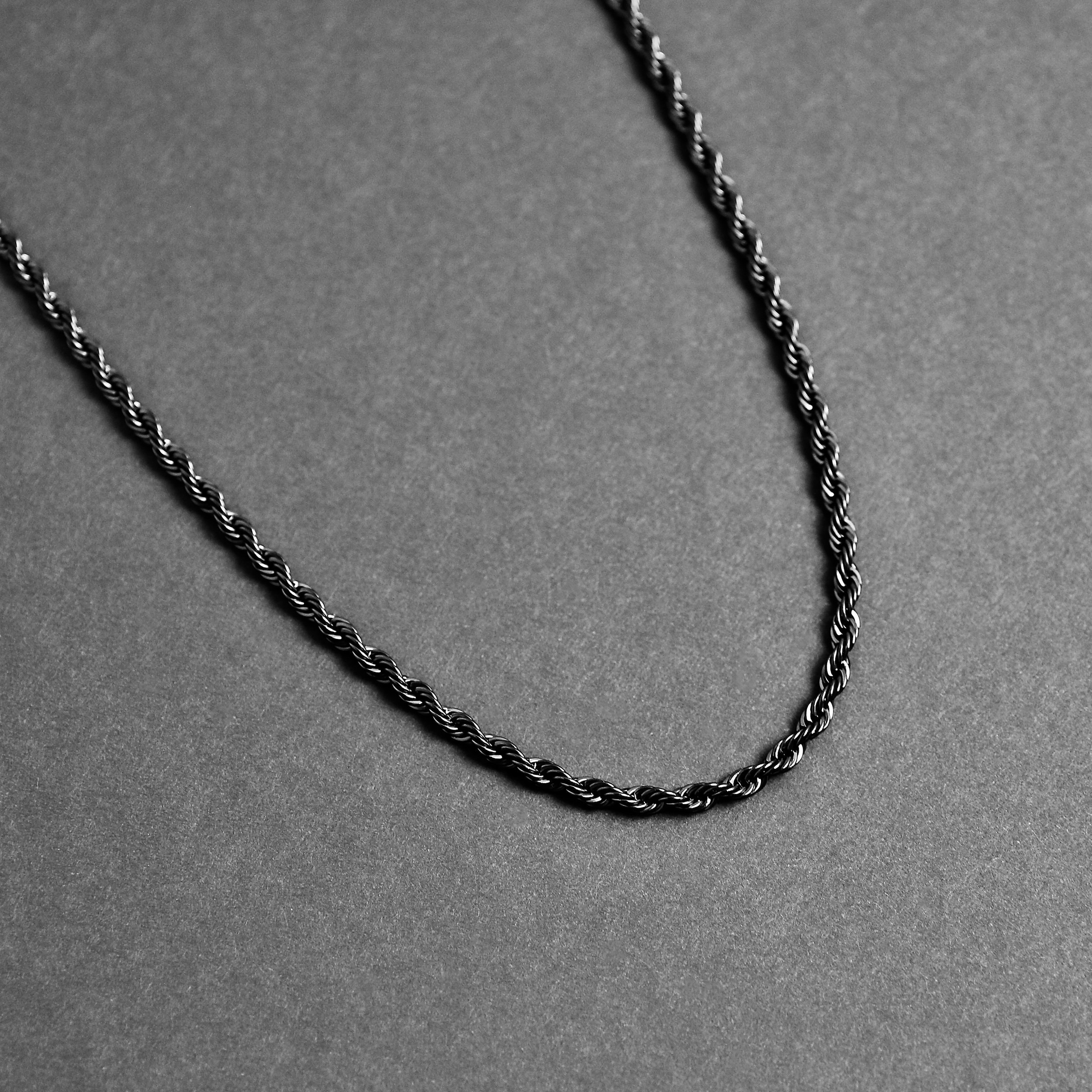 Men's Stainless Steel Black Rope Chain Necklace - 9850815