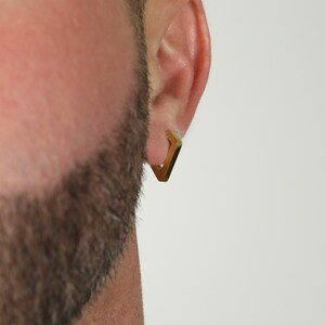 Men's Earring Tripent Hoop Earring Stainless Steel Earrings for Men Modern Out Gold