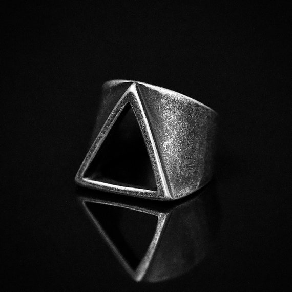 Triangle Cutout Ring in Antique Silver - Men's Ring - Men's