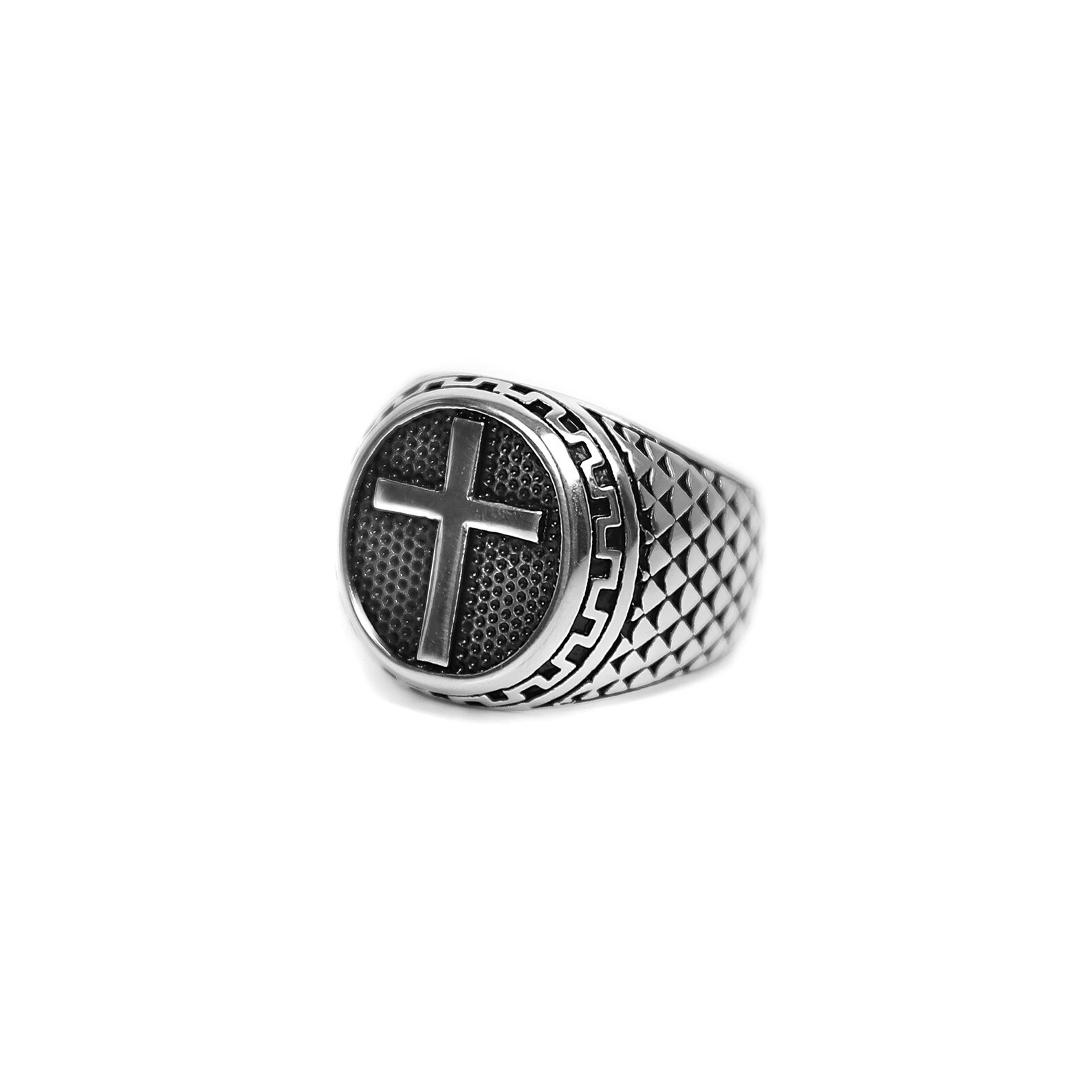 Cross Ring in Silver - Men's Ring - Men's Band - Stainless Steel Ring ...