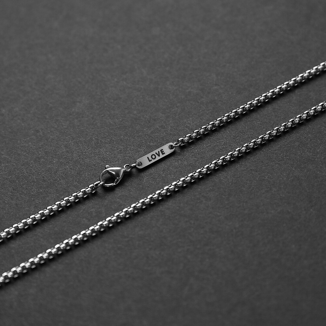 Personalized Chain Men's Box Chain Necklace 3mm Stainless Steel Chain Waterproof Jewelry