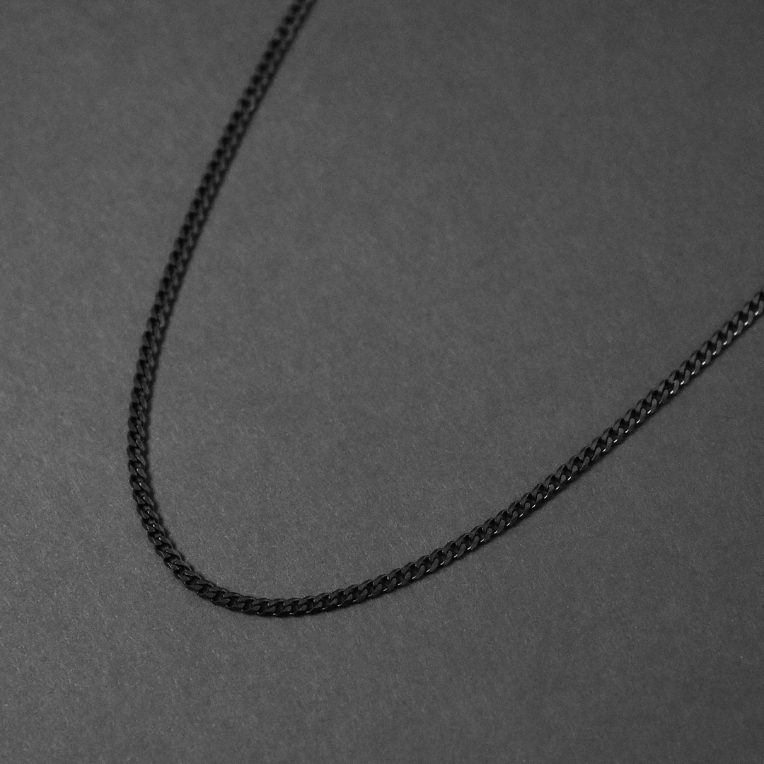 Men's Chain Necklace Black Curb Chain 3.5mm Black Etsy Canada